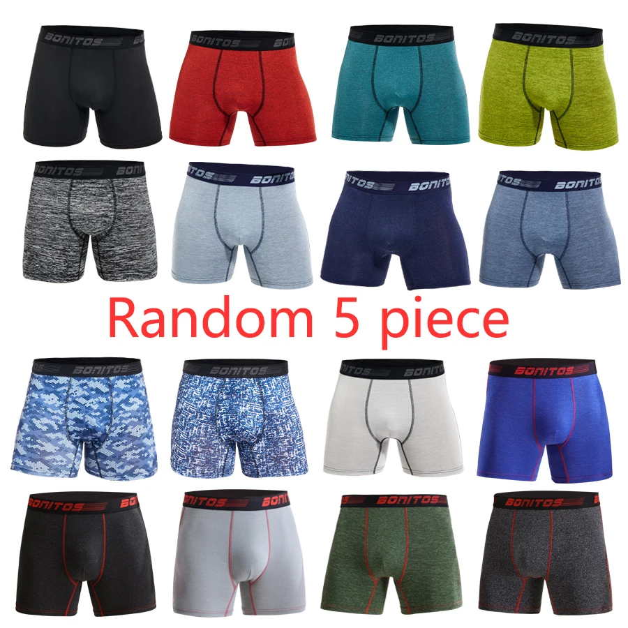 

5Pcs Random Men's Underpants Sexy Panties polyester Shorts Boxers Underwear Man Trunks Brand Wear Resistant Square Panties Gift