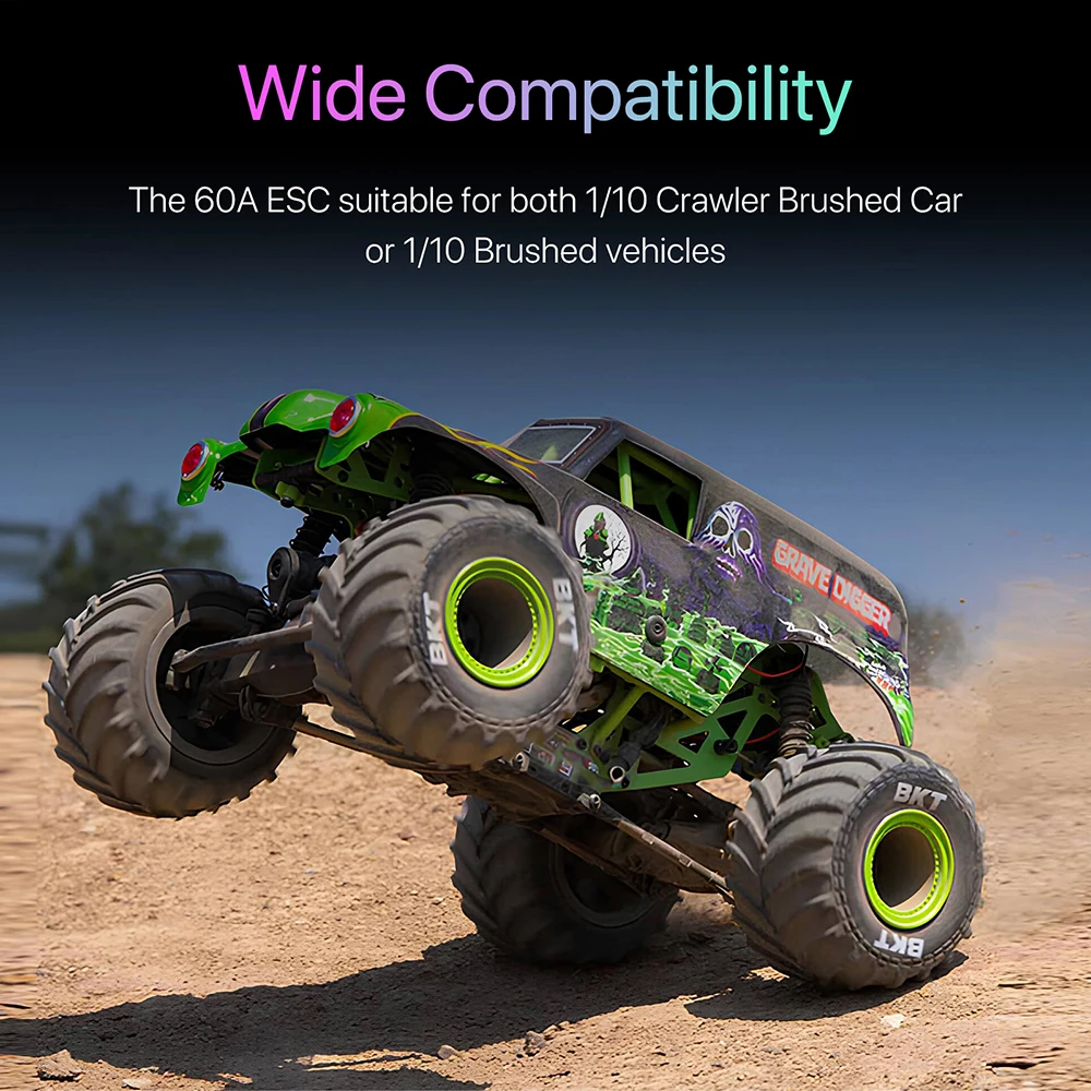 

60A Brushed ESC IP65 Waterproof BEC 5V/2A 2-3S Lipo For 550 540 Motors For 1/10 RC Crawler Car Electronic Speed Controller