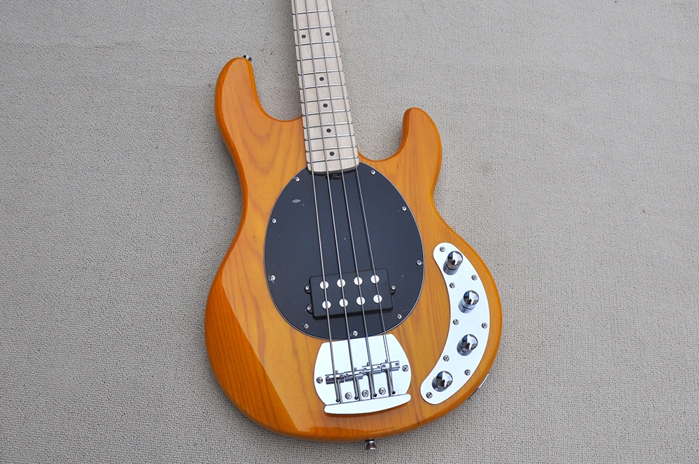 4/5 Strings Natural Wood Color Electric Bass Guitar with Ash Body,Maple Fretboard