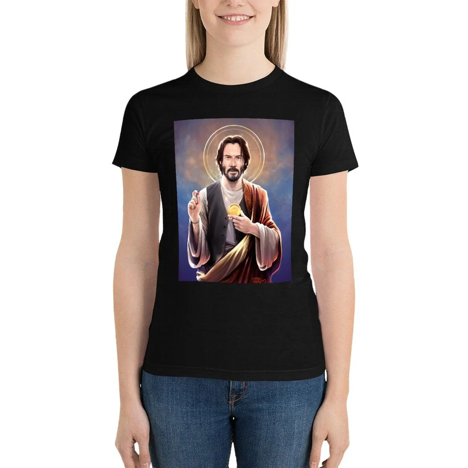 Keanu Reeves - Saint Keanu of Reeves T-Shirt funny vintage clothes Short sleeve tee white t shirts for Women