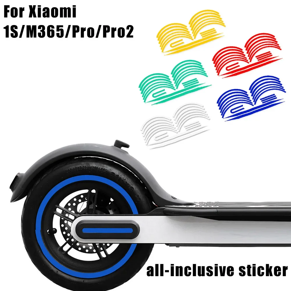 Scooter Body Warning Stickers for Xiaomi Pro 1s M365 Pro2 Electric Scooter Wheel Hub Reflective Waterproof Riding Sticker Cover