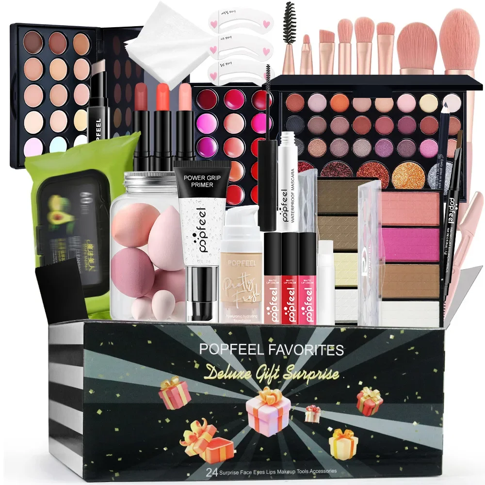 Kit per il trucco Popfeel più venduto Set completo Tutto in uno Ombretto Eyeliner Correttore in polvere Fondotinta Luxe Set Regalo Donna Cosmetico