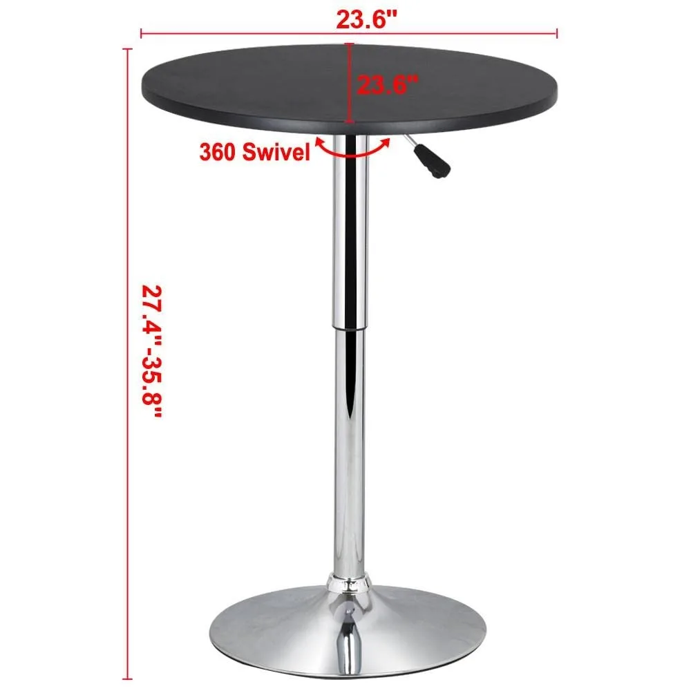 3 peças conjunto de mesa bar, cadeiras giratórias ajustáveis, com fezes 2 bar, altura balcão moderno, couro pu