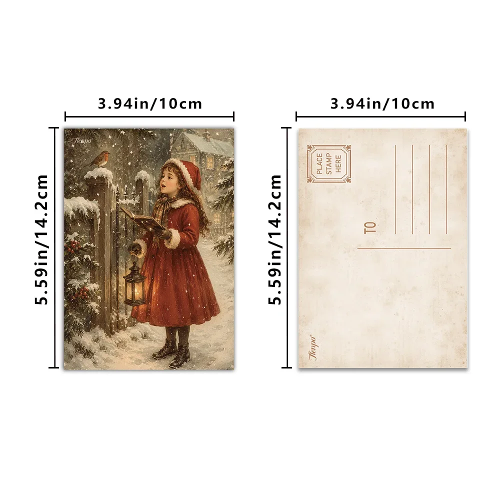 32pcs, Vintage Christmas-Themed Postcards, Wall Stickers, Mailing Cards, Greeting Cards, DIY Postcards, Commemorative Postcards,