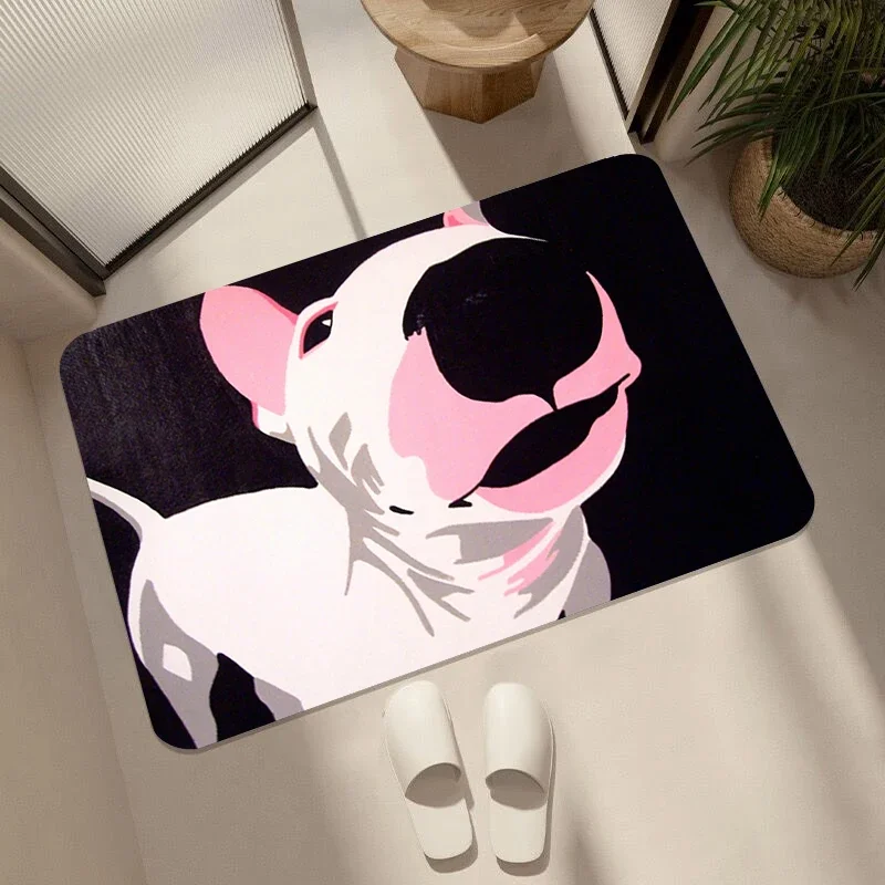 Bedroom Carpet for Rooms Bull Terrier Foot Mat Non-slip Cute Room Decor Home Doormat Entrance Door Bathroom Rug the Living Rugs