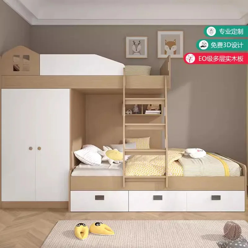 Small apartment children's high and low bed multi-functional upper and lower bunk mother with desk
