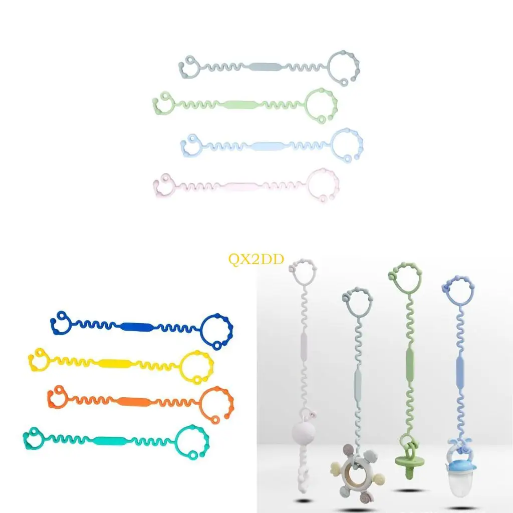 

QX2D Silicone Baby Toy Retainer Straps Pacifier Bottle Grip Adjustable for Prams
