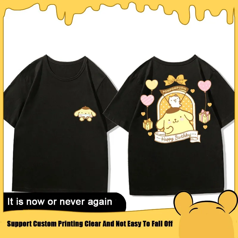 

Pudding Dog Joint Short Sleeve T-shirt Girl Cute Girl Sanrio Ins Cotton Everything Autumn Loose Children Clothes Trend