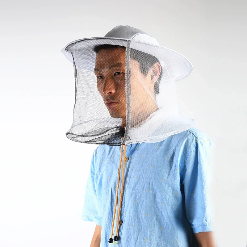 A A Double White Cotton Clothes Bee Preventing Cap Protective Cap Surface Net Protective Cap Hat Bee Beekeeping