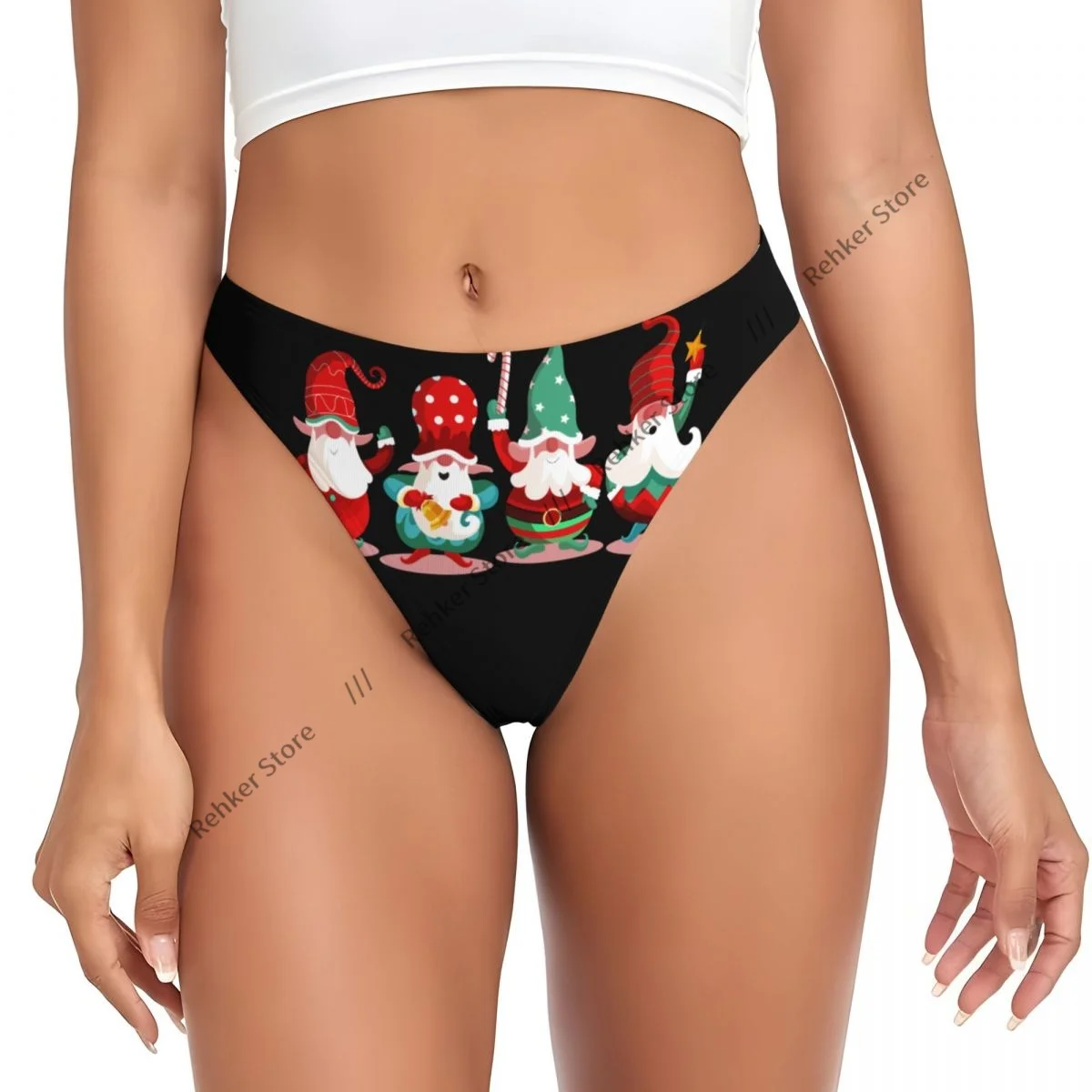 Sexy G-string Thongs Women Panties Christmas Colorful Gnomes Underwear Lingerie Tanga