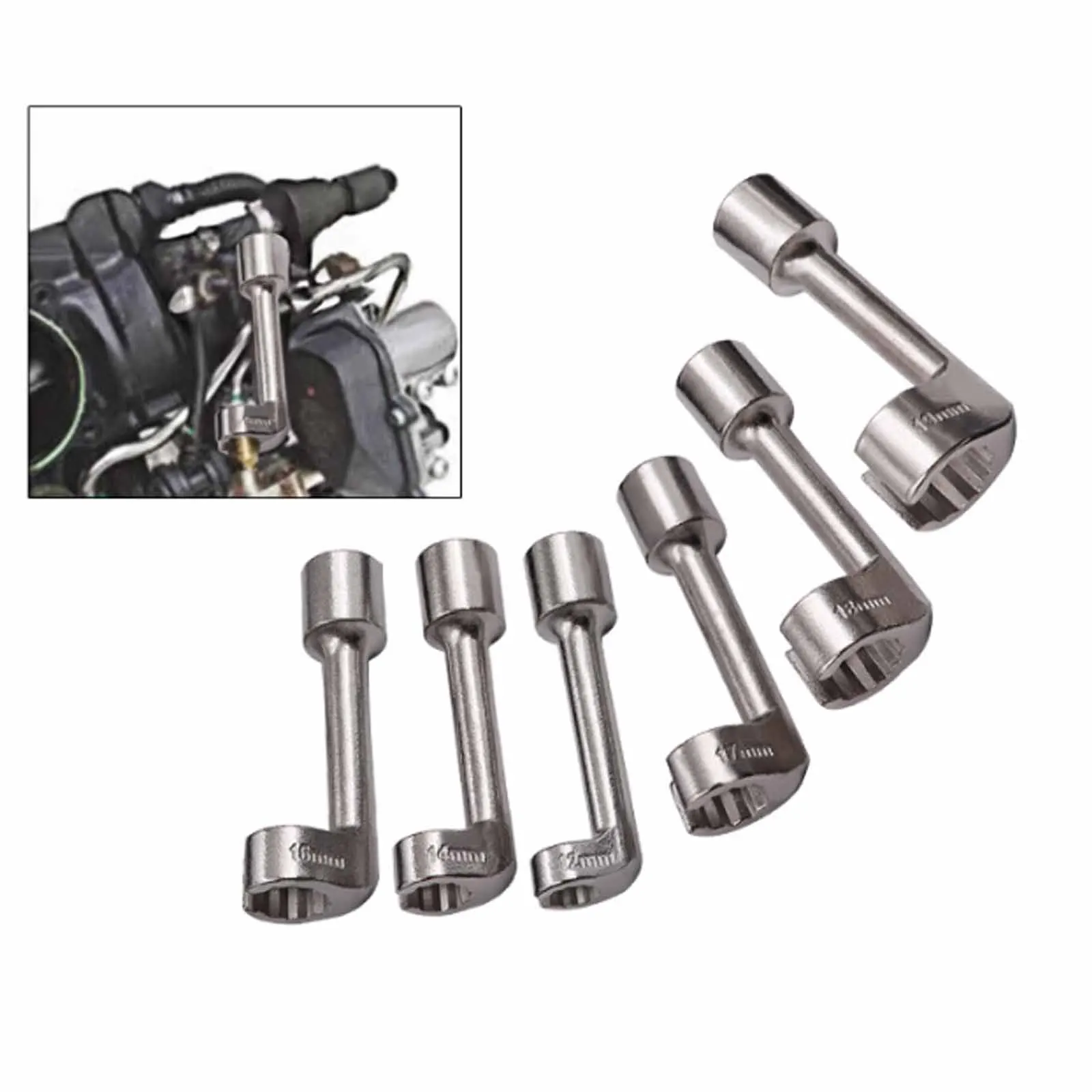 6 шт. L-образный дизельный инжектор, набор торцевых ключей, ручные инструменты 1/2 дюйма DR 12 14 16 17 18 19 мм, инструмент для демонтажа топливной линии