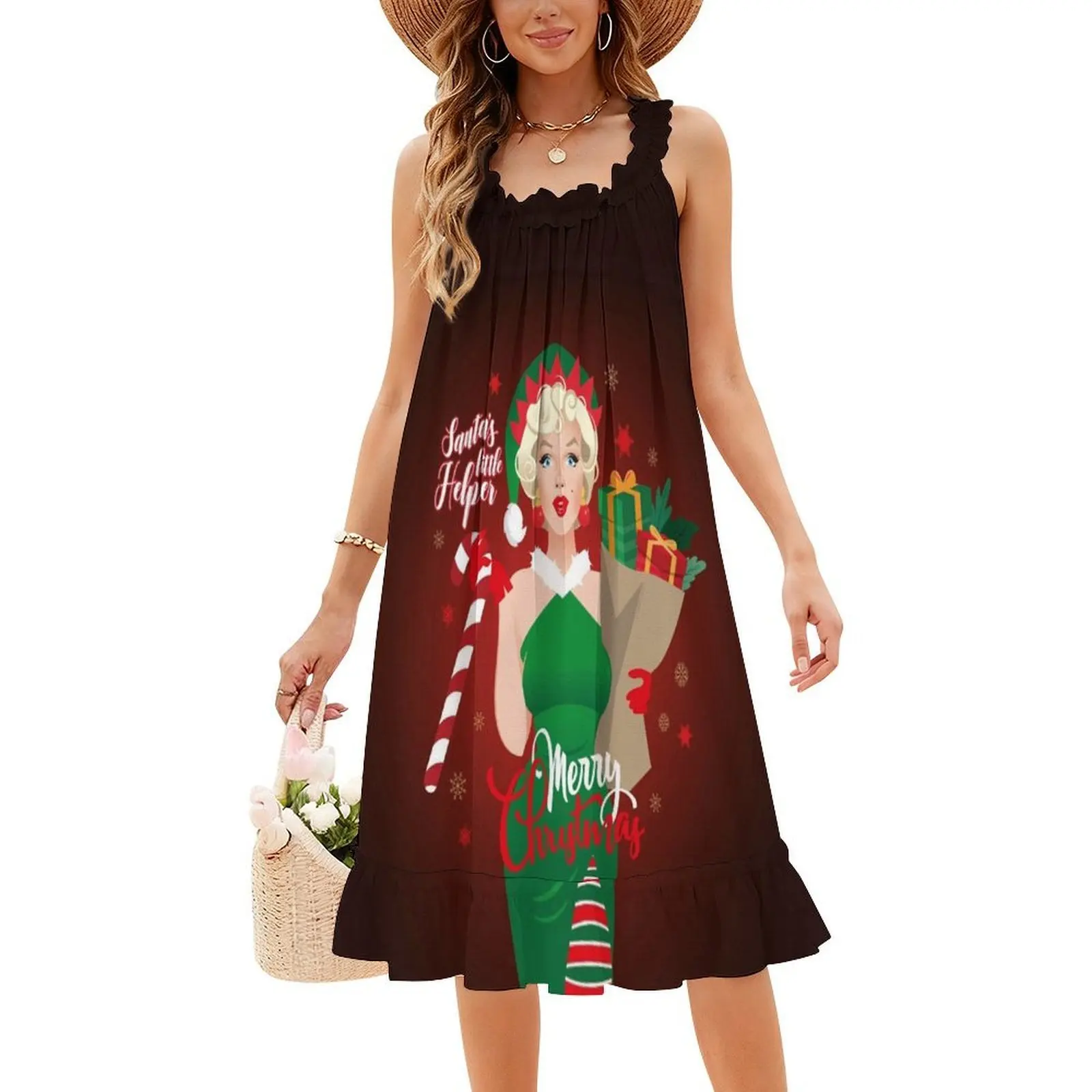 فستان سانتا ليتل هيلبر كاجوال على الطراز الكوري للنساء فساتين مكتب يومية بسيطة للسيدات عيد الميلاد عيد ميلاد سعيد سانتا #4