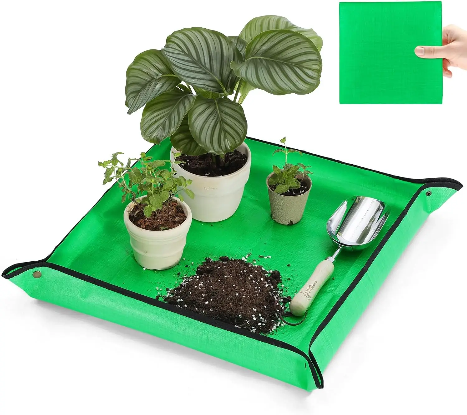 

Супертолстый коврик для пересадки растений 26,8x26,8 дюймов для комнатных растений - устойчивый к разрывам, двусторонний водонепроницаемый коврик для пересадки растений