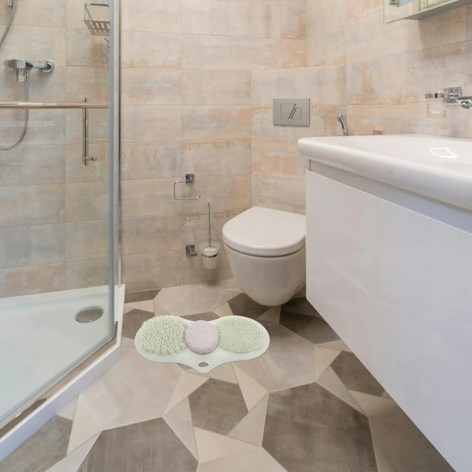 

Противоскользящий коврик-скрабер для душа с присосками, пемзовая губка для отшелушивания и удаления мозолей, для ванной комнаты и пола у ванны