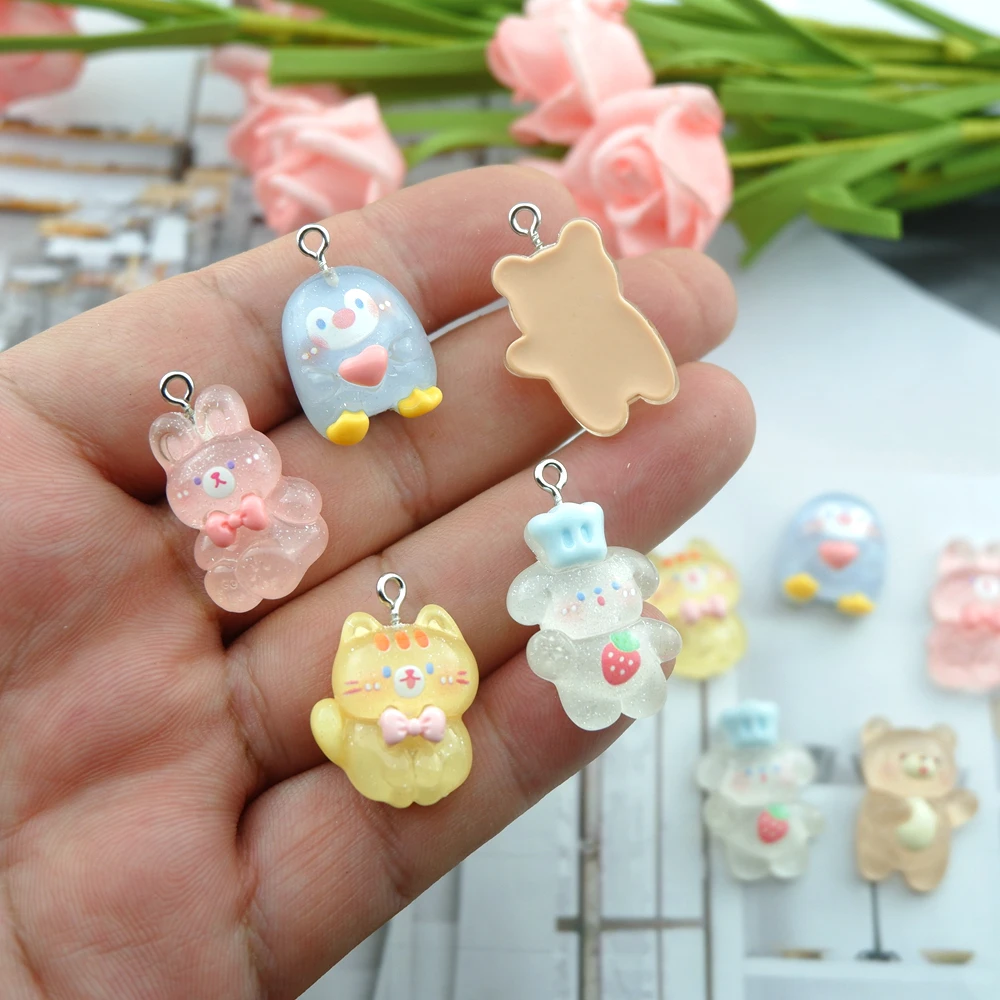 Bear Rabbit Cat Penguin Charms for Jewelry Making Diy Earring Bracelet Pendant Accessories Findings Phone Making Bulk Wholesale