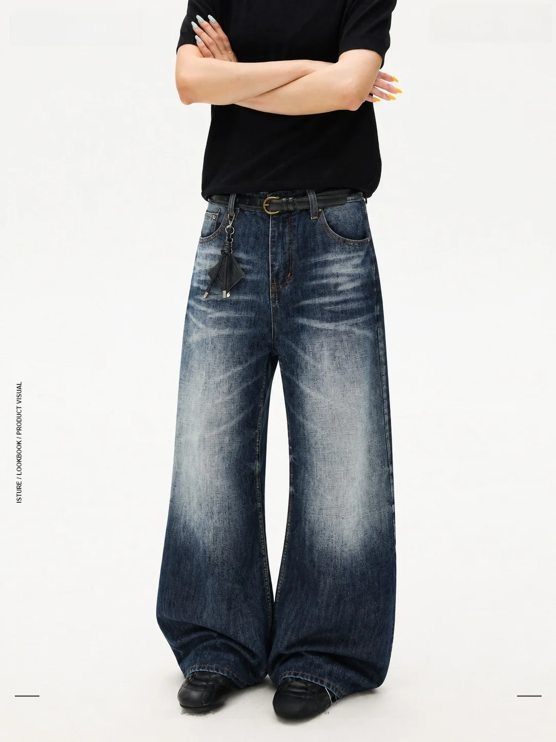 Calças Jeans Americanas Retro Lavadas em Azul para Homens e Mulheres, Largas e Casuais, em Algodão e Fibra de Celulose Regene...
