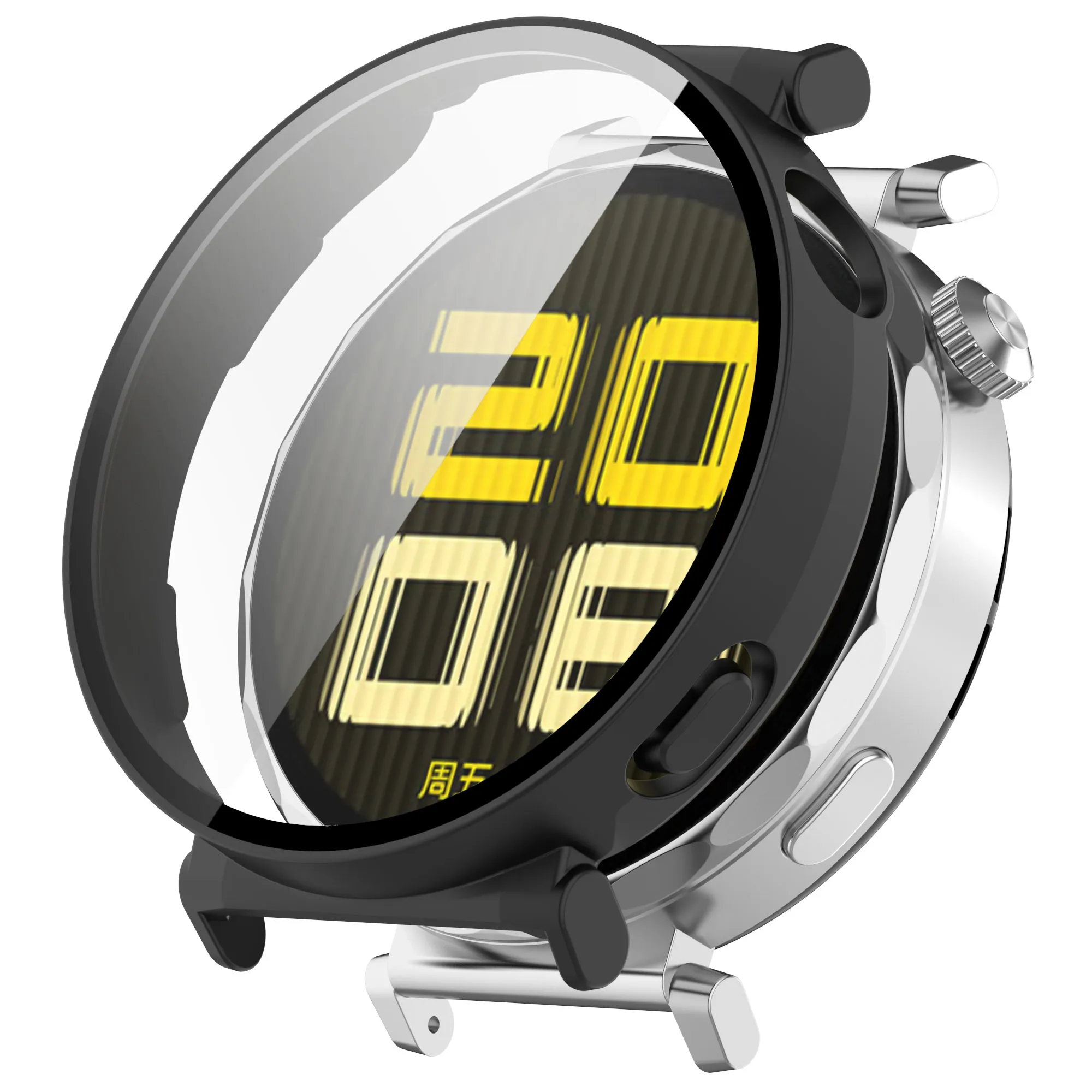 

Для Huawei Watch GT 5 41 мм матовый чехол для ПК с рамкой для часов и пленкой из закаленного стекла - черный