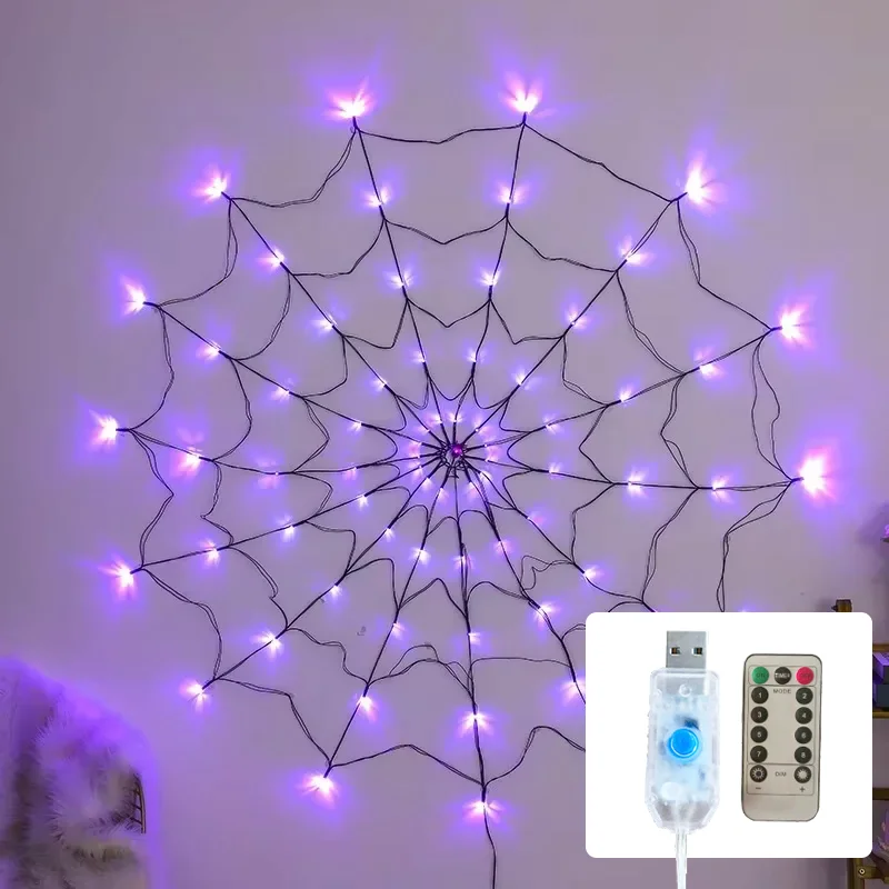 Halloween LED String Light Spider Web Ghost Festival Atmosphere Light for Haunted House Party Decoration Colorful Lighting - view 6
