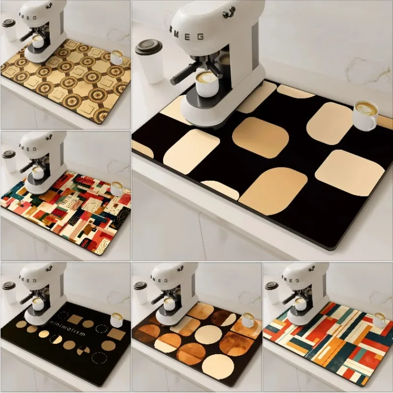 Coffee Machine Mat Drain Pad for Kitchen Non-slip Dish Drying Mats Quick Dry Tableware Faucet Placemat Dinnerware Home Outdoor