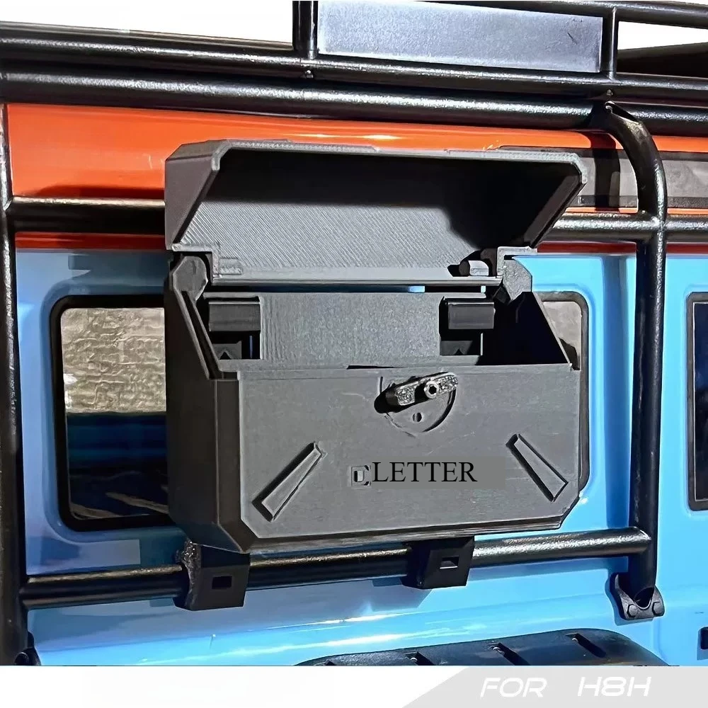 3D Printed Custom Size Openable Side Window Tool Box Simulation Upgrade Parts for MJX H8H 1/8 Scale RC Crawler Decor Accessories