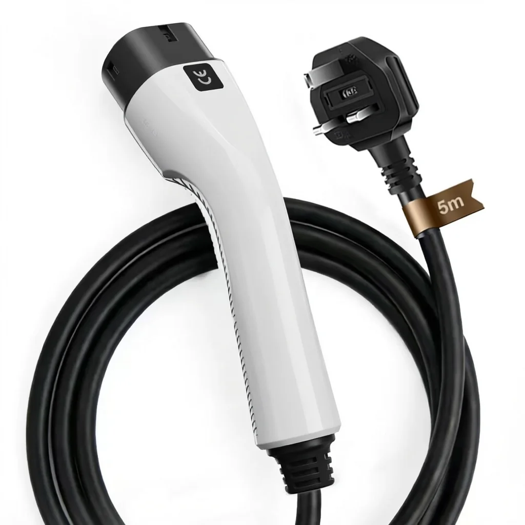 Mode 1 EV Charging Cable Type 2 to UK BS1363 3 Pin Plug 13A 5m Portable Electric Vehicle Charging Cord for Home Use