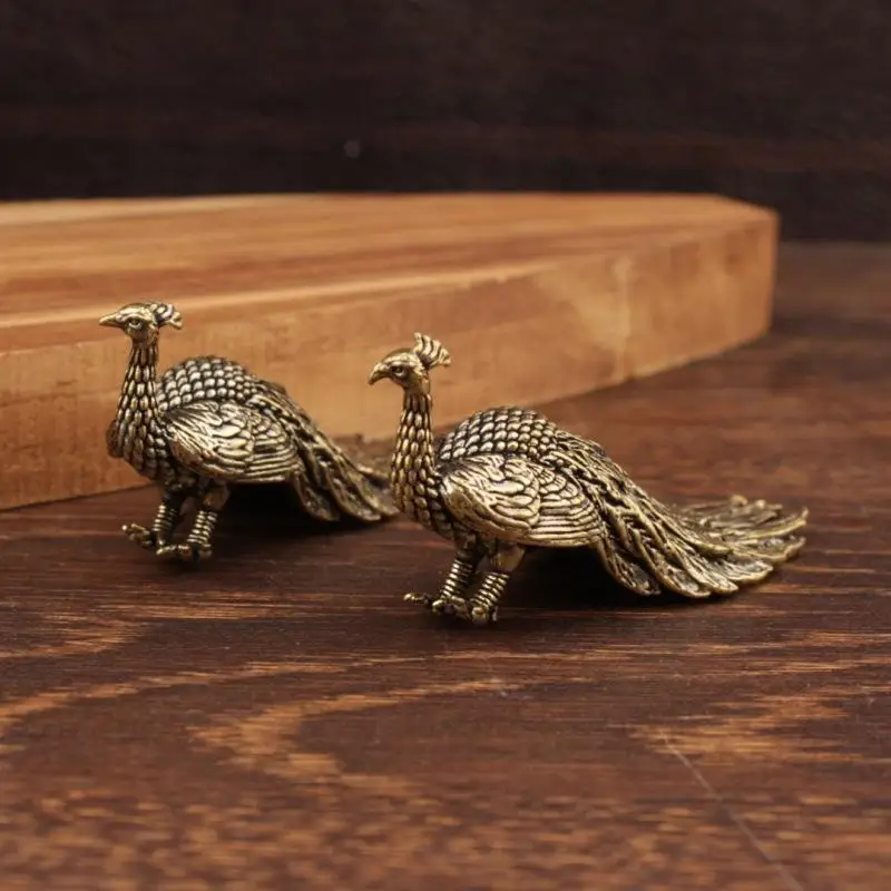1PCS Small Brass Peacock Ornament Home Decor Statue Figure Brass Chinese Handicraft Decoration Ornament