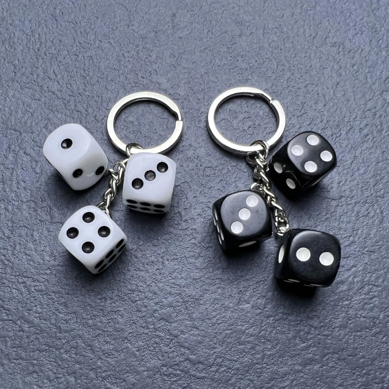 F42F Smiling Face Dice 8 Ball Keychains Fashion Car Keyring Cute Bag Pendant Decoration Keychain Women Men Purse Accessories