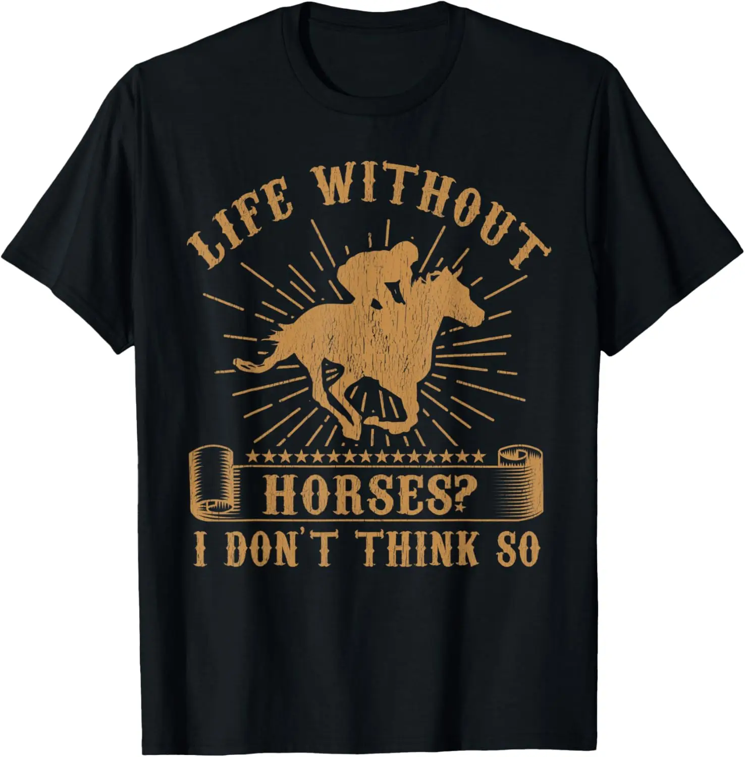 La vida sin caballos no piensa tan camiseta divertida camiseta de caballo