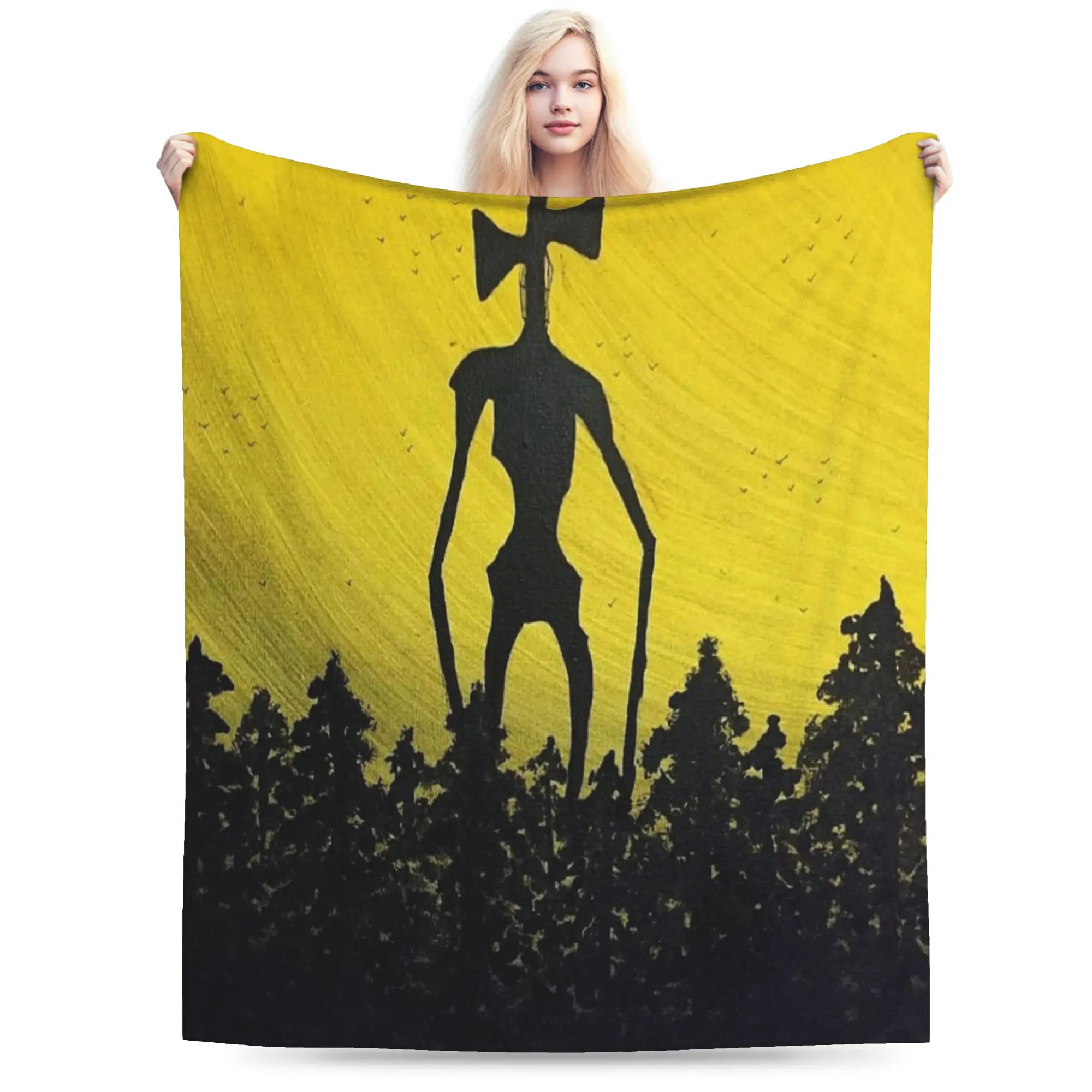 Siren Head In Dark Forest Accessories Blanket Lightweight Thin Fleece  Throw Blankets Relax Plush Thin Quilt