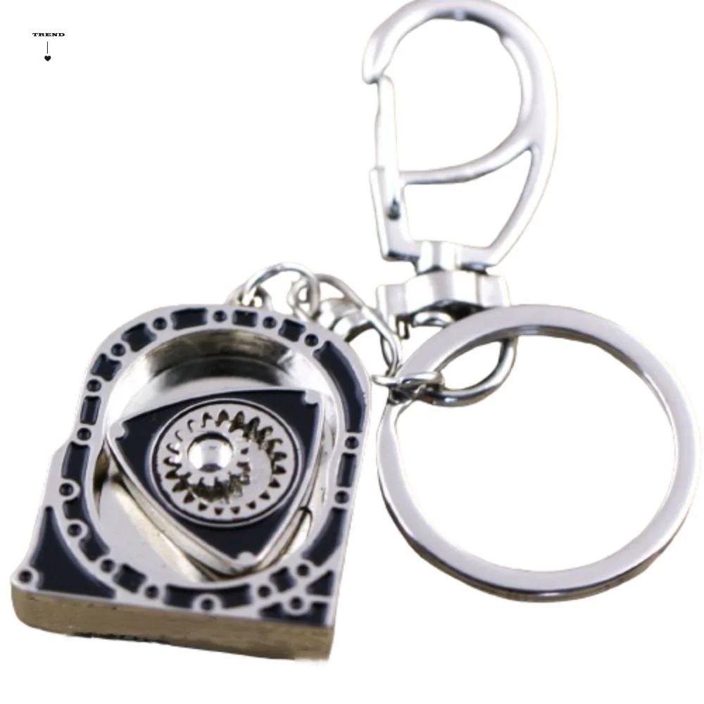 Zinc Alloy Spinning Rotor Keychain High Playability Smooth Automotive Engine Rotary Keyring Mechanical Special