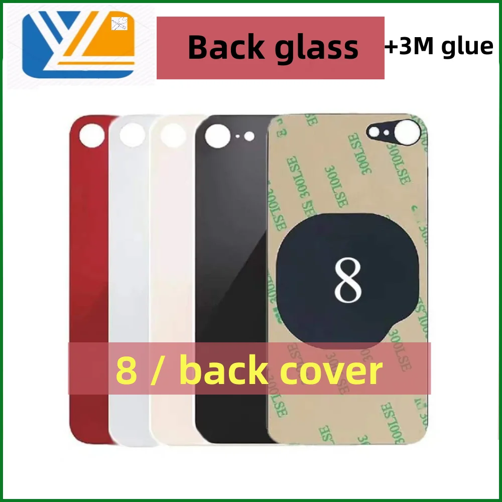 For iPhone 8 8Plus Back Cover Glass Fast Replacement High Quality Housing Battery Cover Big Hole Rear Glass 8 Plus Back+3M glue