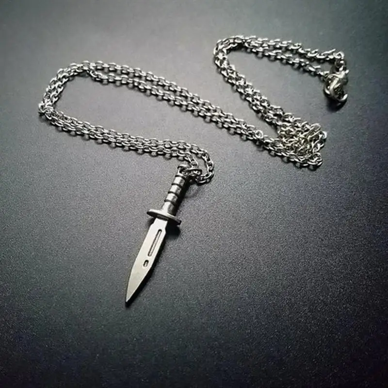 #1Pc New Gothic Knife Dagger Pendant Chokers Necklace For Men Women Gril Boy Punk Hip Hop Jewelry Accessories Gift
