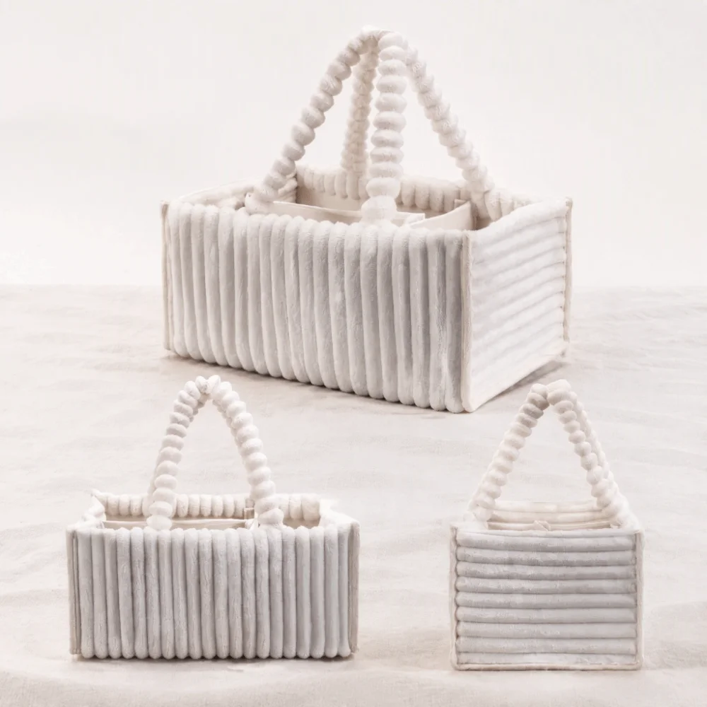 Large Capacity Baby Diaper Organizer Soft Lightweight Nappy Organizer Bag Easy Fold Cream Beige Mommy Storage Bag Baby Shower