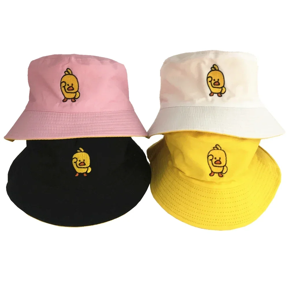 

New Duck Summer Bucket Hat for Men Women Fashion Cotton Reversible Bob Femme Caps Panama Sad Boys Fold Sun Beach Fisherman Hat