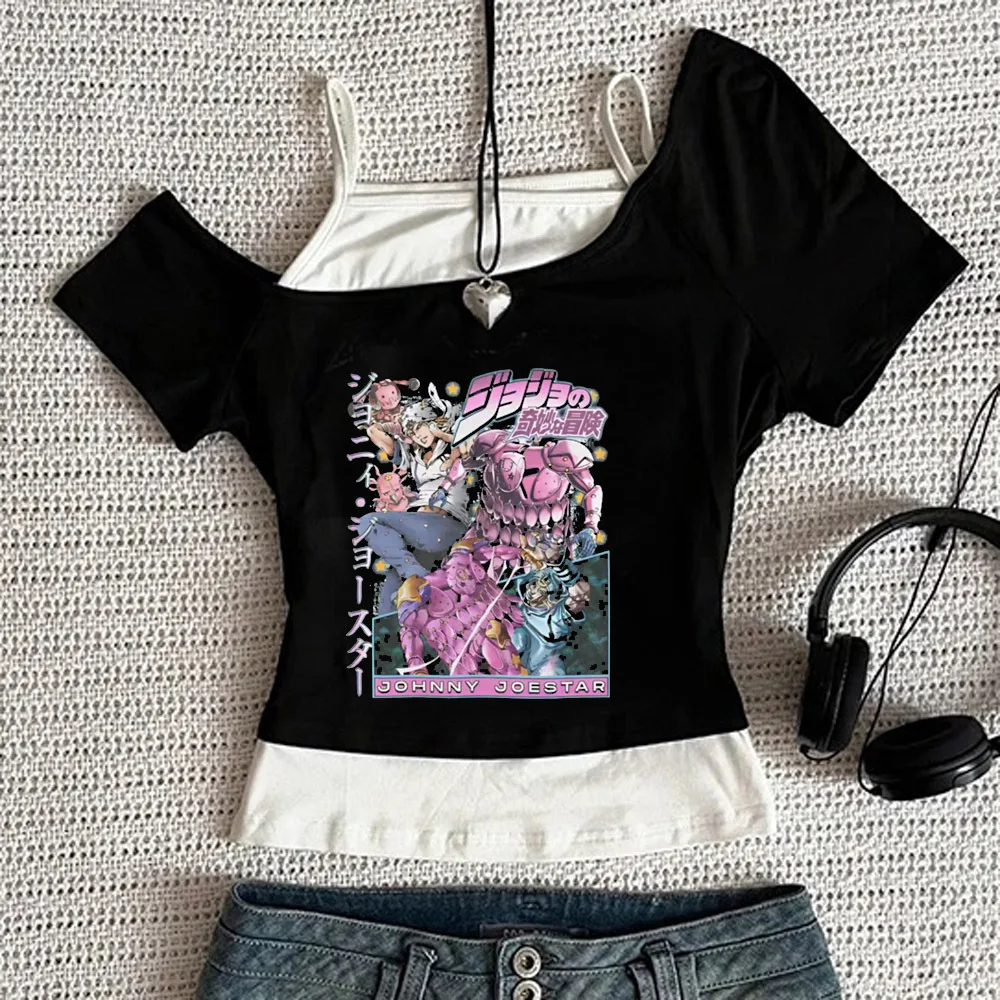 Jojo Bizarre Adventure Crop-Top für Teenager, Ausverkauf, Party, Emo, Kawaii, T-Shirt, 2000er, japanische Party, Goth-Scene – Detail 16