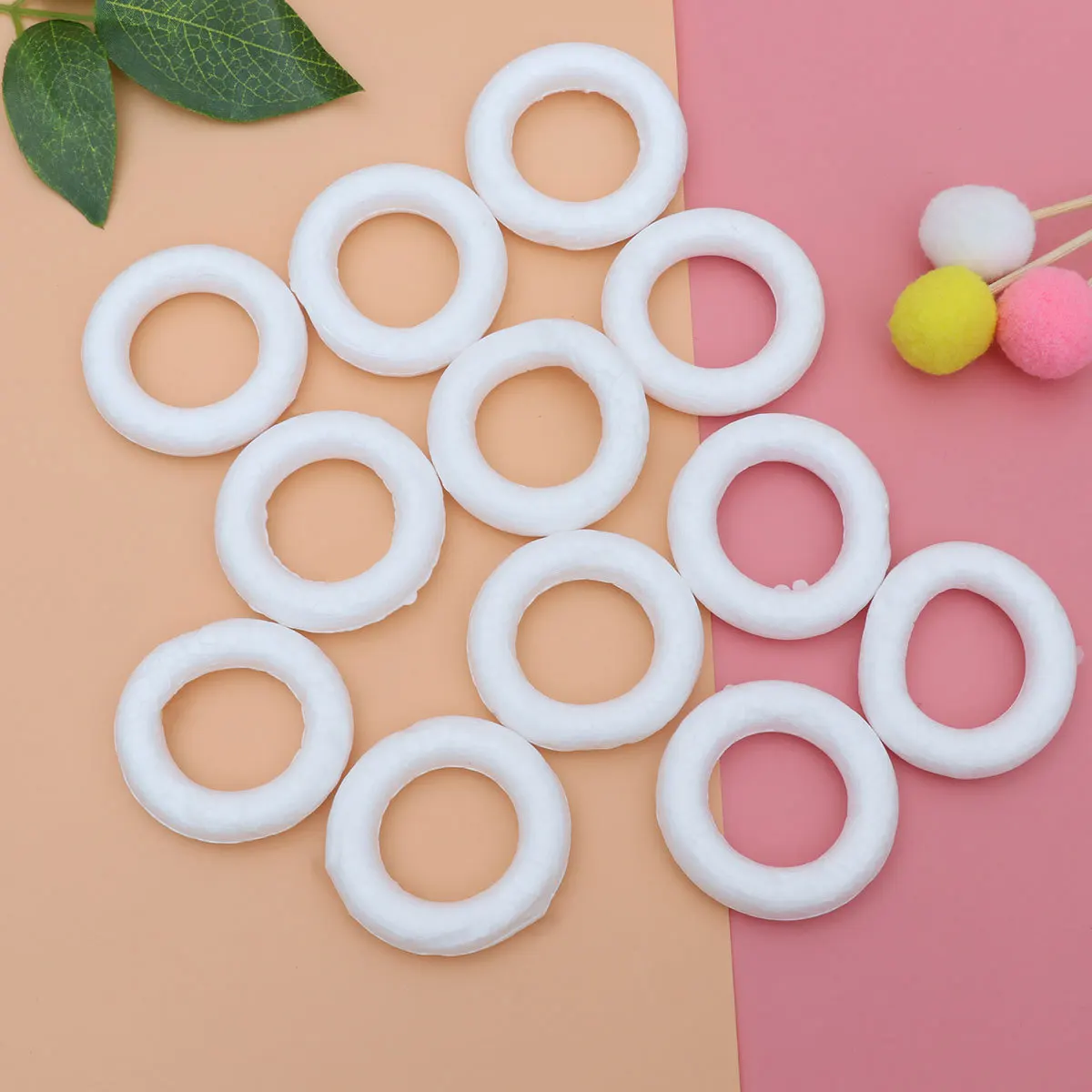 

50Pcs Solid Circular Ring White Creative DIY Painting Kits for Hand Eye Coordination Art Craft Supplies