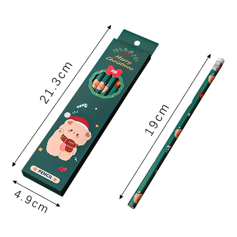 6 ชิ้นการ์ตูนน่ารักคริสต์มาสดินสอแฟชั่นการวาดภาพดินสอไม้เด็ก Kawaii เครื่องเขียนอุปกรณ์สํานักงานโรงเรียนของขวัญ