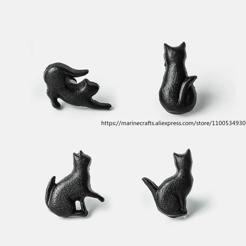 American Minimalist Black Cast Iron Cat Drawer Pull Cartoon Animal Decorative Handle Kids Room Wardrobe Cabinet Pull