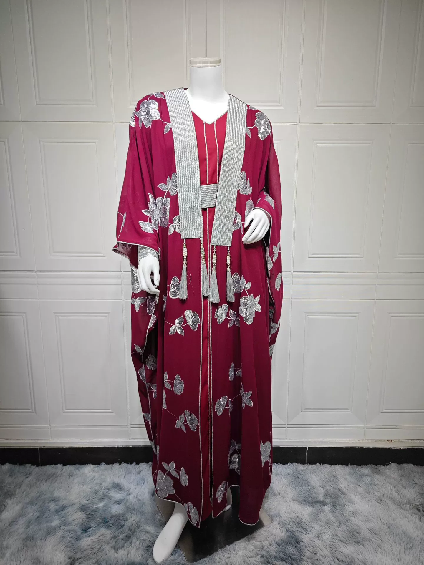 Eid Muslim Dress for Women Ramadan Jalabiya Party Long Dresses Embroidery Robe 2 Piece Set Dubai Abayas Kaftan Vestidos Larg