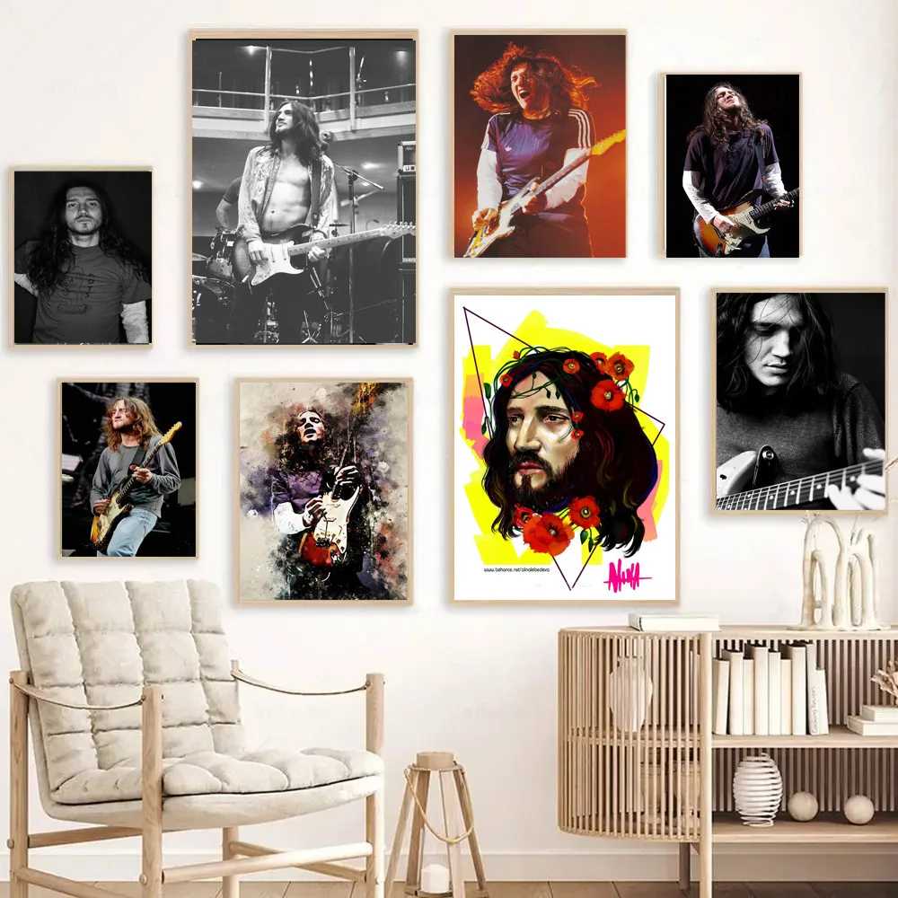 J-John Band Frusciantes Rock Music Star Guitarist Portrait Poster Prints Canvas Painting Wall Art Picture Living Room Home Decor