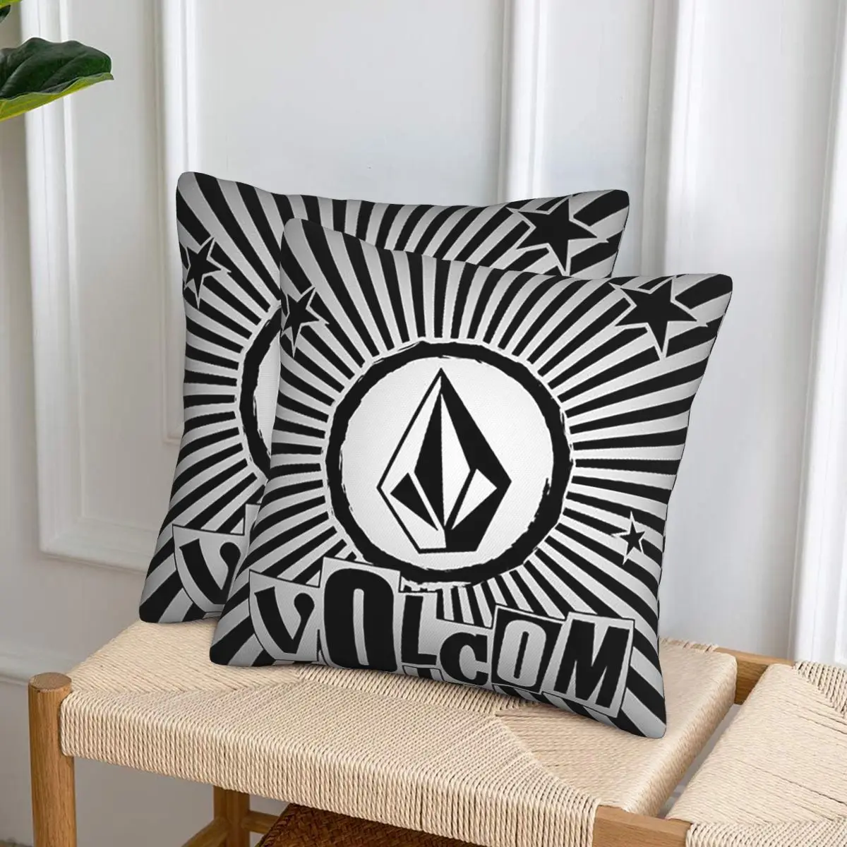 V-Volcom Logo 2 قطعة غطاء وسادة مربع وسادة وسادة بسحاب ديكور مريح لغرفة النوم المنزلية