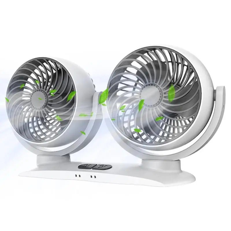 

Car Dual Head Fan Vehicle Cooling Fan For Car Portable Auto Cooling Fan Electric Fan Car Dashboard 360 Rotation Fan For SUV RV