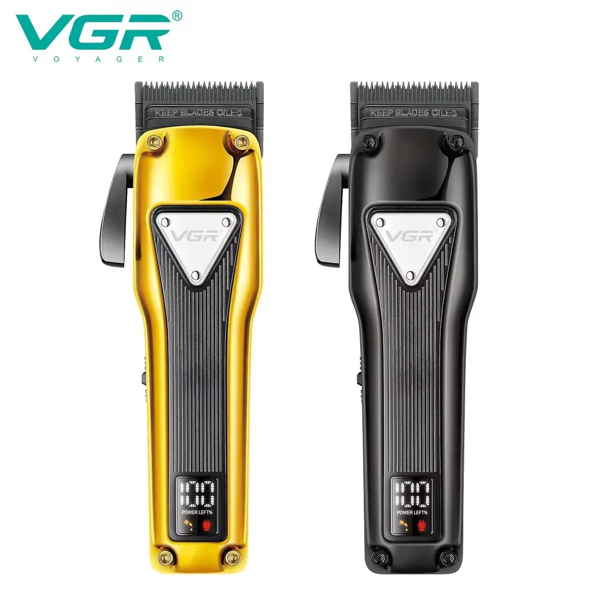 VGR Hair Clipper Brushless Motor Digital Display DLC Blade Barber Metal Rechargeable Professional Hair Clipper for Men V-137