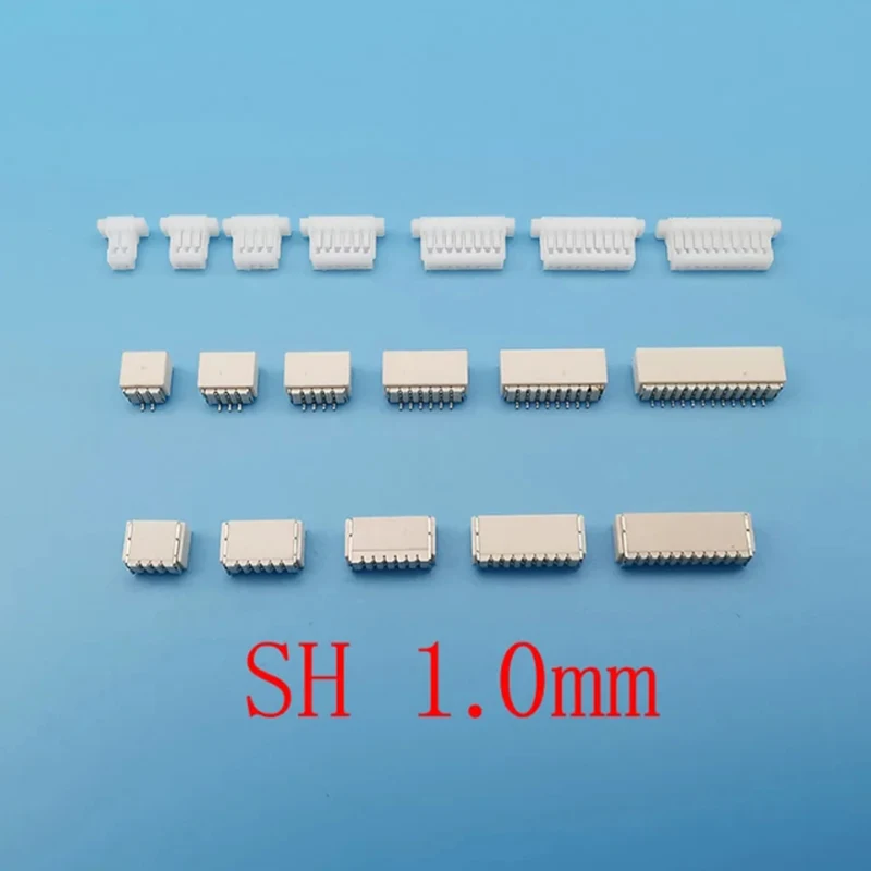 100Pcs SH1.0 JST 1.0MM Pitch 2/3/4/5/6/7/8/9/10Pin Connector SMD Vertical/Horizontal Type Housing Pin Header Male Socket