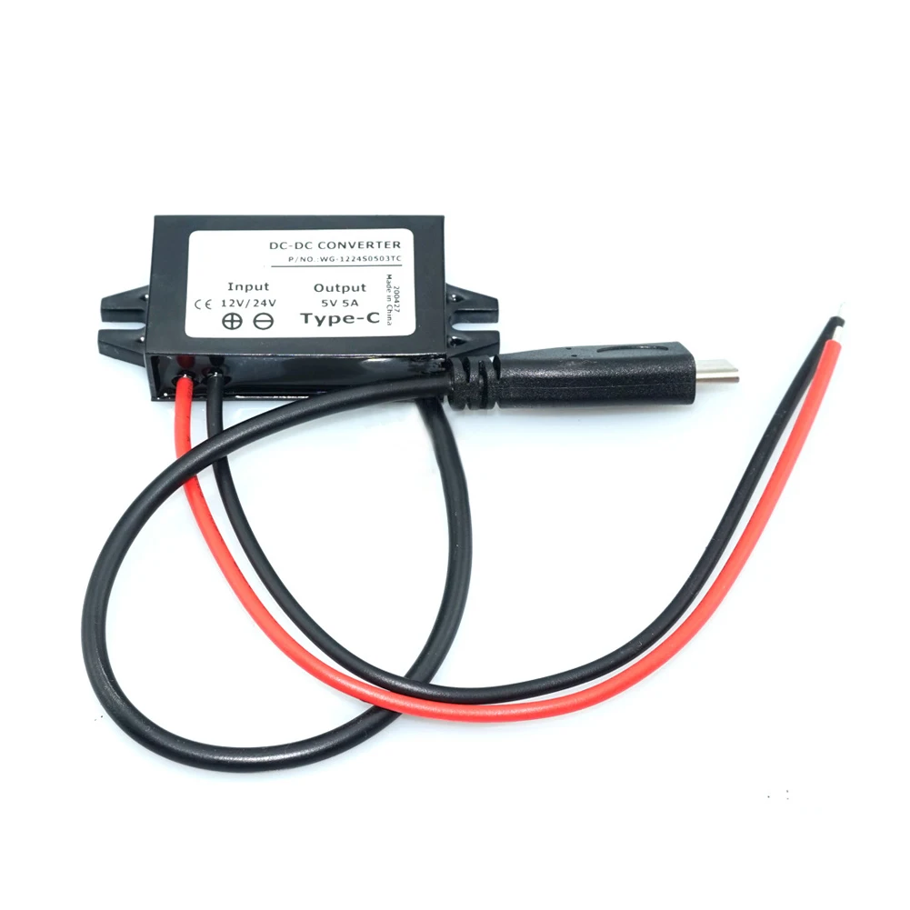 F23J5V5A1S-C 12V 24V a 5V 5A Car Type-C USB Smart Charger 25W Step-Down Modulo di Alimentazione Convertitore Per Auto Dash Camere/navigatori