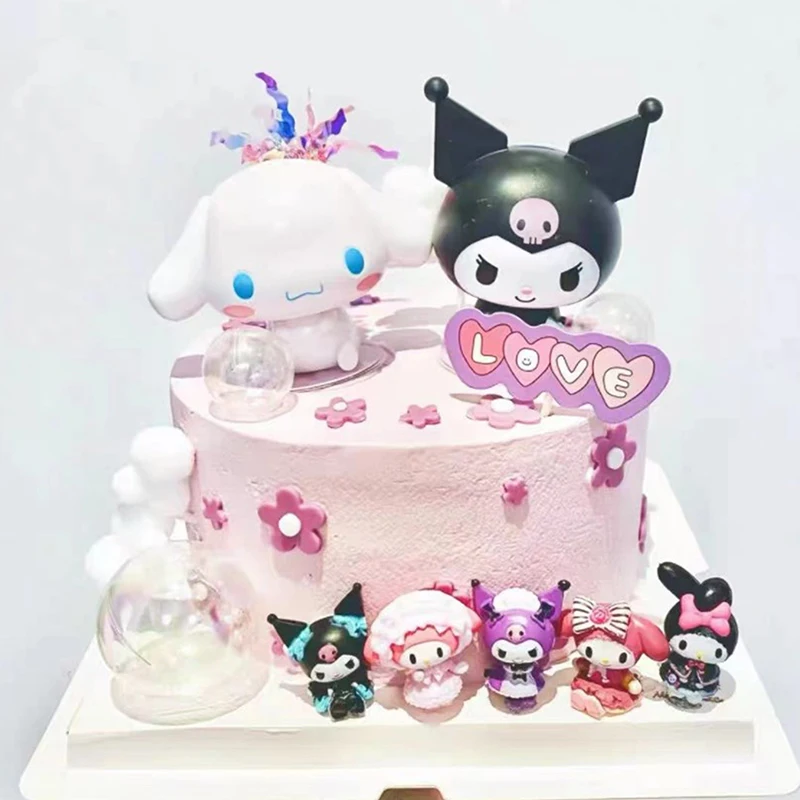 Cake Decoration Sanrio Kuromi Cinnamoroll Pachacco Model Anime Cartoon Birthday Cake Topper Children's Toy Gift