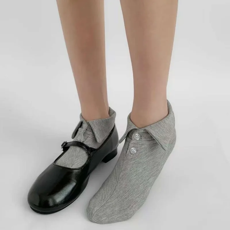 Customized Shirt Collar Socks, Retro Cute Girlie Fashion Magazine Style Short Socks