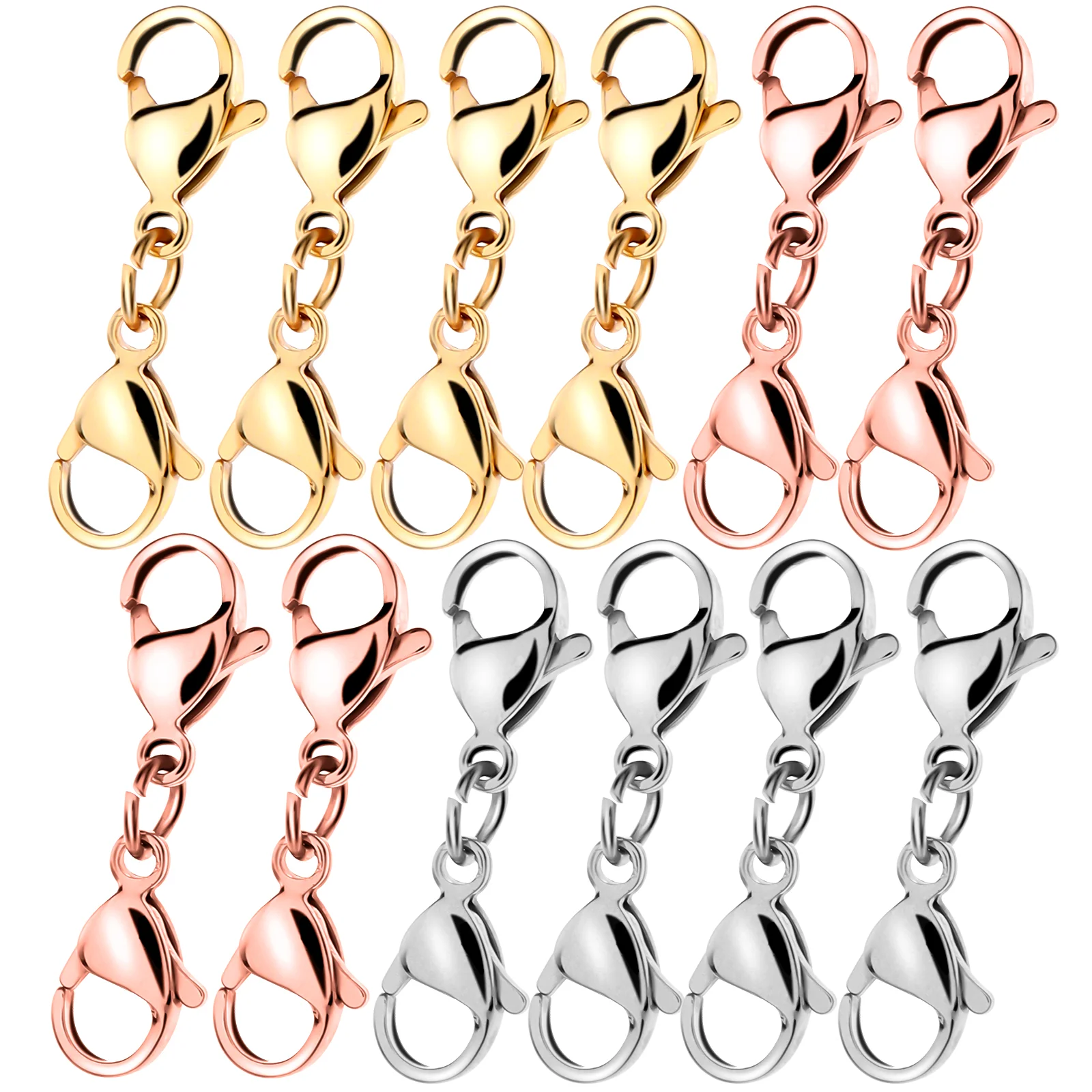 12 Pcs Necklace Shortener Clip Lobster Clasp Jewellery Clasps and Fasteners for Chains