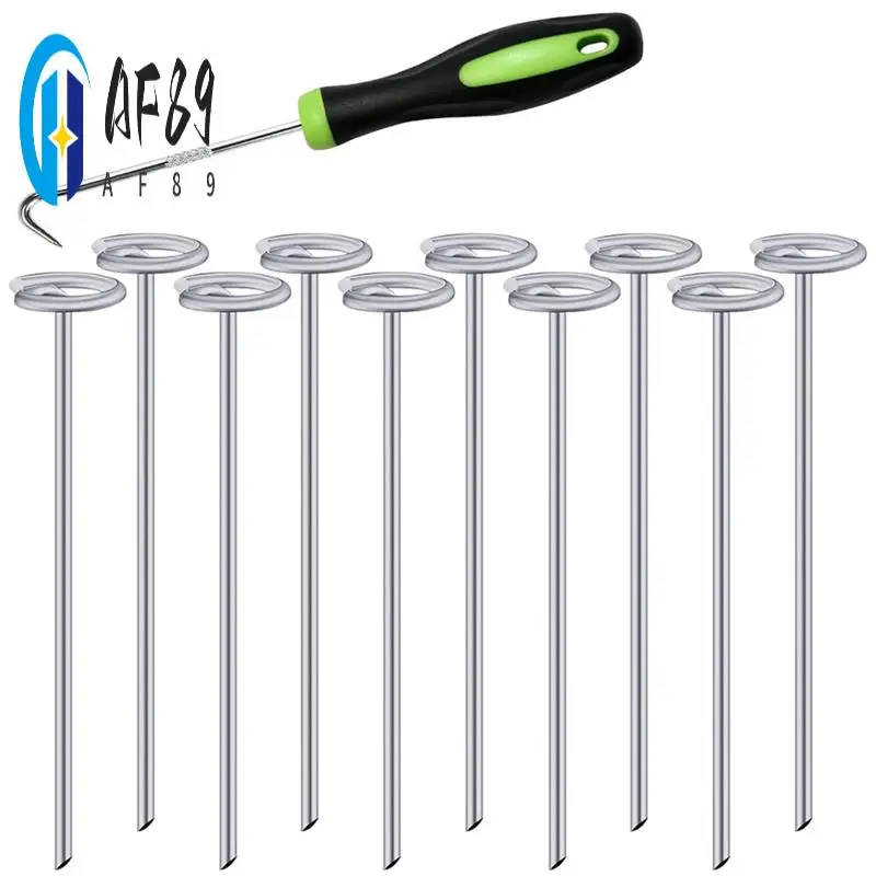

AF89-50Pcs Circle Top Landscape Staples, 6Inch Garden Stake Galvanized Landscape Fabric Stakes, Heavy Duty Yard Ground Pins
