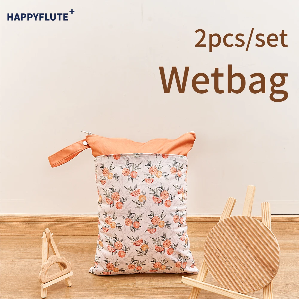 HappyFlute 30*40CM High Capacity 2pcs /set 2Pocket Wet/Dry Separation Bag Waterproof Cloth Diaper With Mummy Bag